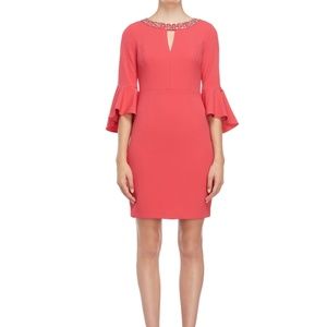 Vince Camuto Embellished Neck Sheath Dress